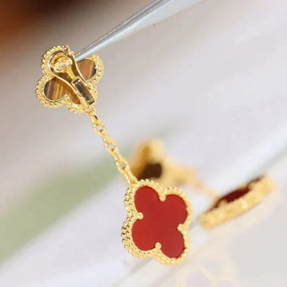 [：Polaidi Jewelry]CLOVER  2 MOTIF  TIGER EYE CARNELIAN EARRINGS