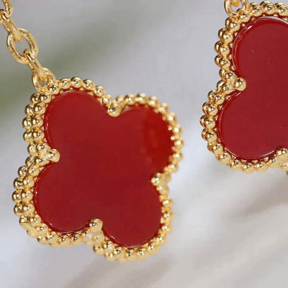 [：Polaidi Jewelry]CLOVER  2 MOTIF  TIGER EYE CARNELIAN EARRINGS