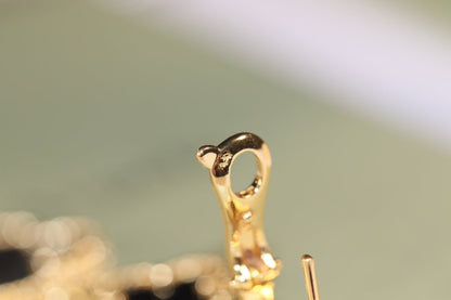 [Polaidi Jewelry]CLOVER EARRINGS GOLD ONYX MOP 3 MOTIF