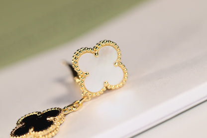 [Polaidi Jewelry]CLOVER EARRINGS GOLD ONYX MOP 3 MOTIF