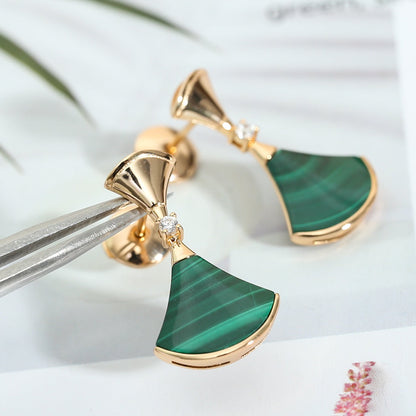 [Polaidi Jewelry]DREAM MALACHITE PINK GOLD EARRINGS