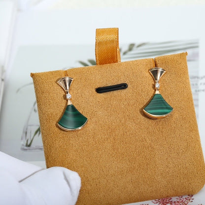 [Polaidi Jewelry]DREAM MALACHITE PINK GOLD EARRINGS