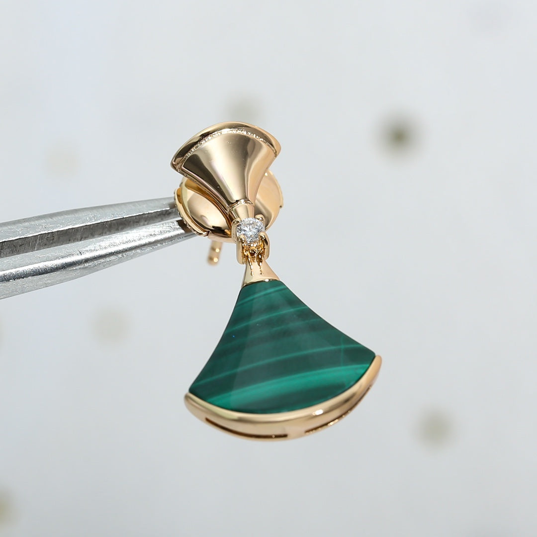 [Polaidi Jewelry]DREAM MALACHITE PINK GOLD EARRINGS
