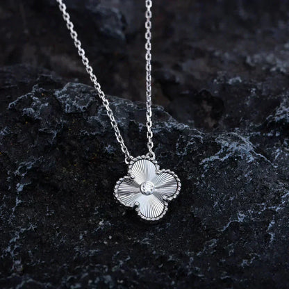 [Polaidi Jewelry]CLOVER  15MM DIAMOND LASER NECKLACE SILVER