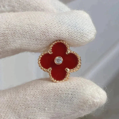 [Polaidi Jewelry]CLOVER MEDIUM 1 MOTIFS CARNELIAN  DIAMOND earrings