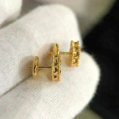 [Polaidi Jewelry]CLOVER MINI 9.5MM MALACHITE  EARRINGS