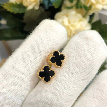 [：Polaidi Jewelry]CLOVER MINI 9.5MM BLACK MOP EARRINGS