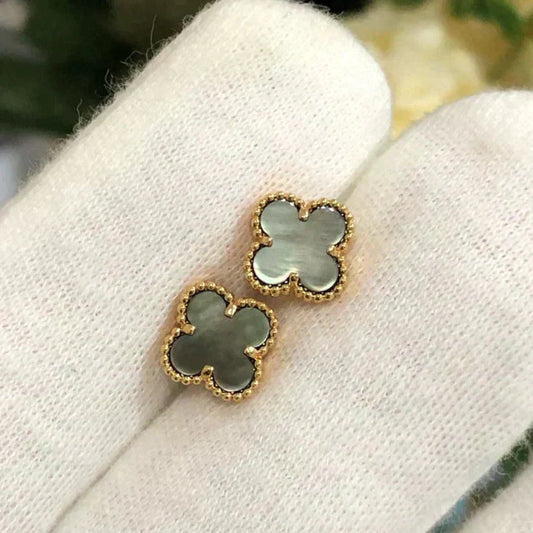 [Polaidi Jewelry]CLOVER MINI 9.5MM GRAY MOP EARRINGS