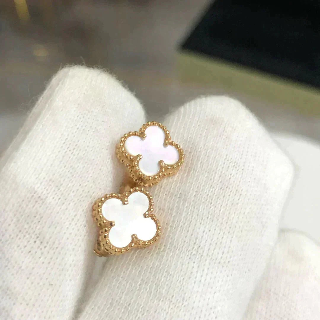 [Polaidi Jewelry]CLOVER MINI 9.5MM WHITE MOP EARRINGS