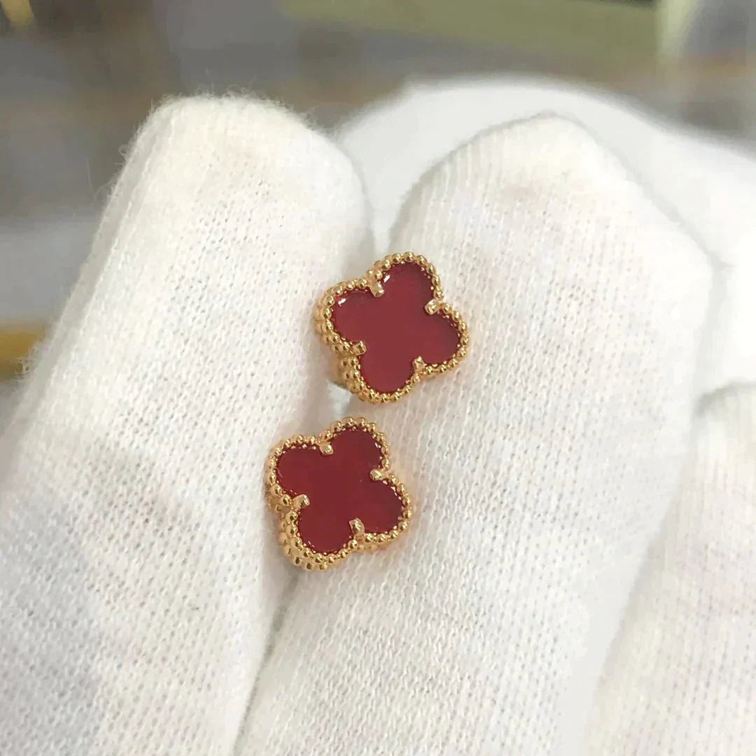 [：Polaidi Jewelry]CLOVER MINI 9.5MM CARNELIAN EARRINGS