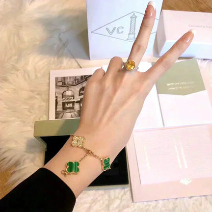 [Polaidi Jewelry] CLOVER 5 MOTIF MALACHITE BRACELET COLLECTION