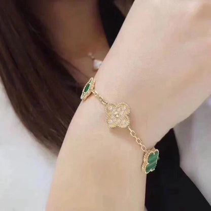 [Polaidi Jewelry] CLOVER 5 MOTIF MALACHITE BRACELET COLLECTION