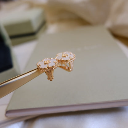 [：Polaidi Jewelry]LUCKY PINK GOLD WHITE MOP EARRINGS