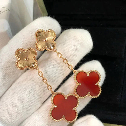 [Polaidi Jewelry]CLOVER 2 MOTIF  LASER CARNELIAN EARRINGS