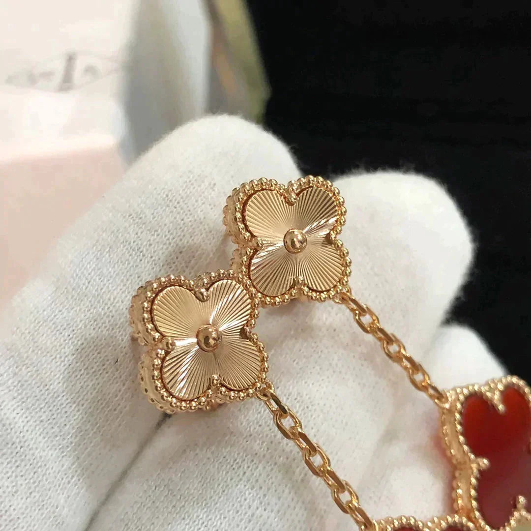 [：Polaidi Jewelry]CLOVER 2 MOTIF  LASER CARNELIAN EARRINGS