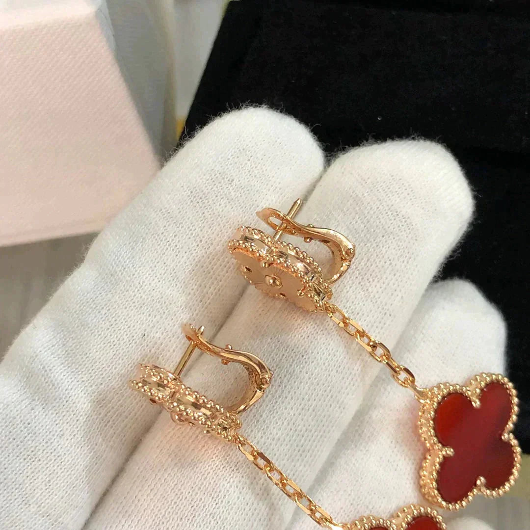 [：Polaidi Jewelry]CLOVER 2 MOTIF  LASER CARNELIAN EARRINGS