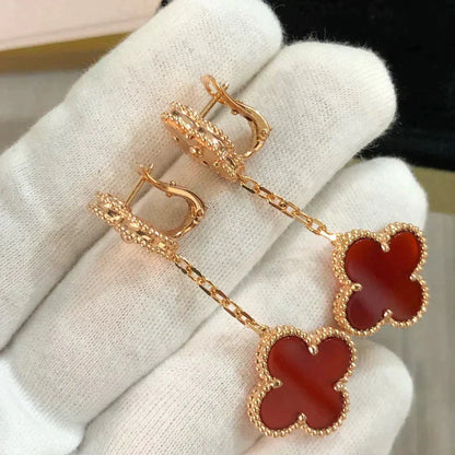 [：Polaidi Jewelry]CLOVER 2 MOTIF  LASER CARNELIAN EARRINGS