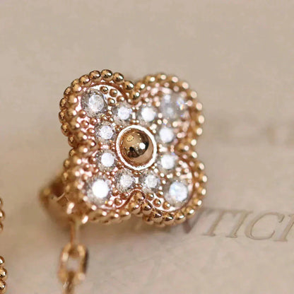 [Polaidi Jewelry]CLOVER MEDIUM 1 MOTIFS FUll DIAMOND EARRINGS