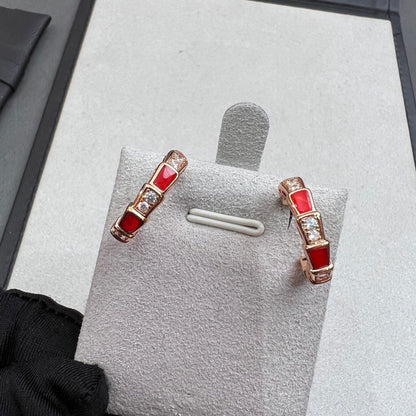 [Polaidi Jewelry]SERPENTI CARNELIAN PINK GOLD EARRINGS