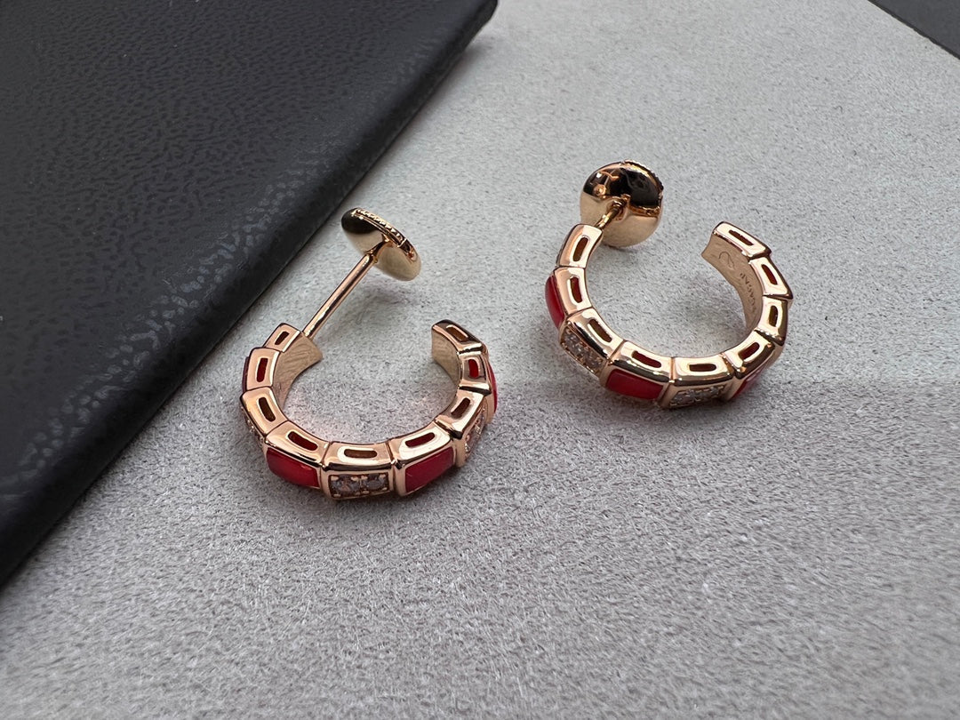 [Polaidi Jewelry]SERPENTI CARNELIAN PINK GOLD EARRINGS