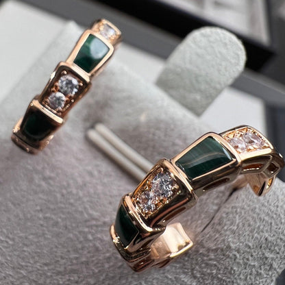[Polaidi Jewelry]SERPENTI MALACHITE PINK GOLD EARRINGS