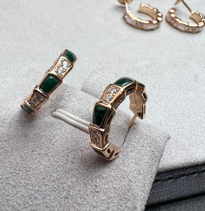 [Polaidi Jewelry]SERPENTI MALACHITE PINK GOLD EARRINGS