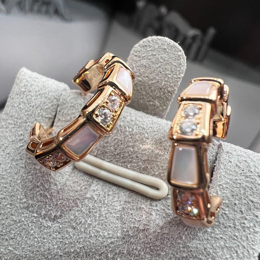 [Polaidi Jewelry]SERPENTI MOP PINK GOLD EARRINGS