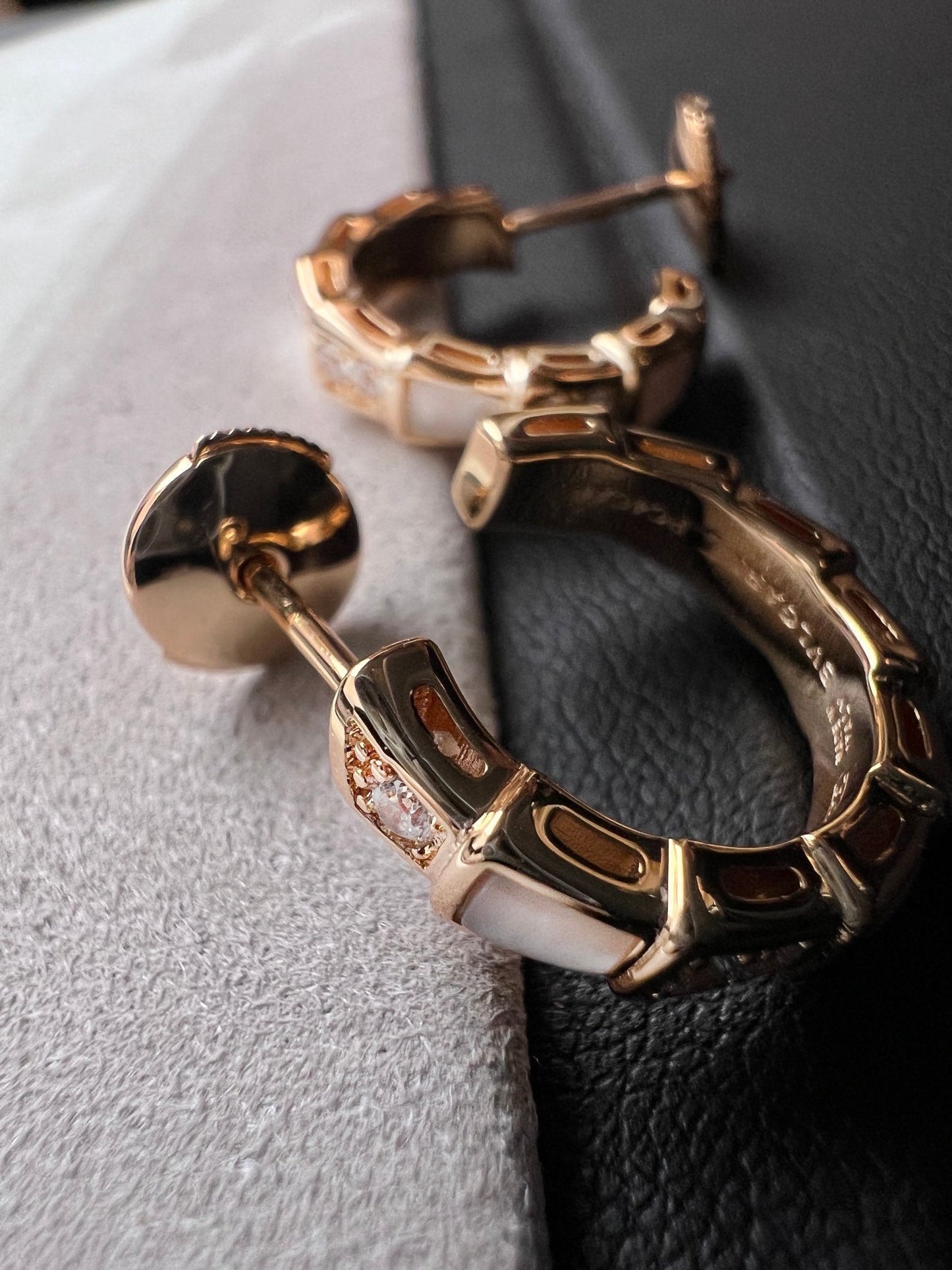 [Polaidi Jewelry]SERPENTI MOP PINK GOLD EARRINGS