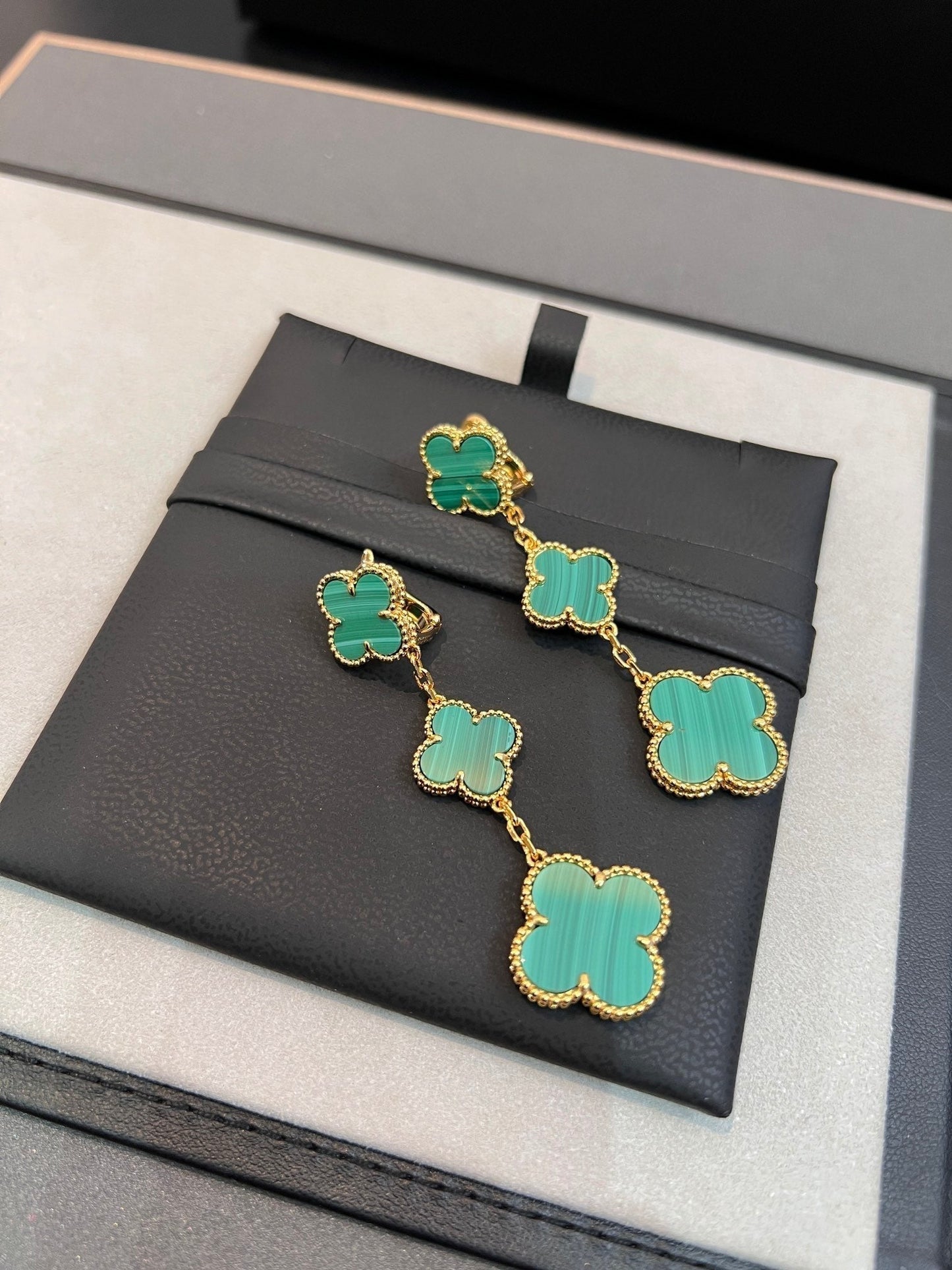 [Polaidi Jewelry]CLOVER MALACHITE 3 MOTIFS GOLD
