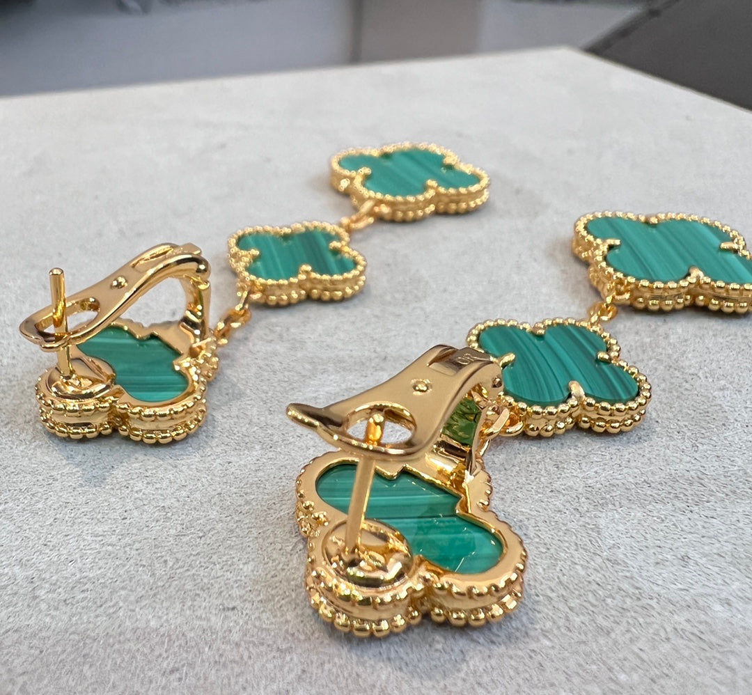 [Polaidi Jewelry]CLOVER MALACHITE 3 MOTIFS GOLD
