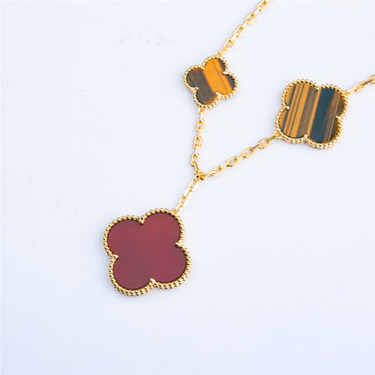 [：Polaidi Jewelry]CLOVER BRACELET 5 MOTIFS CARNELIAN TIGER EYE
