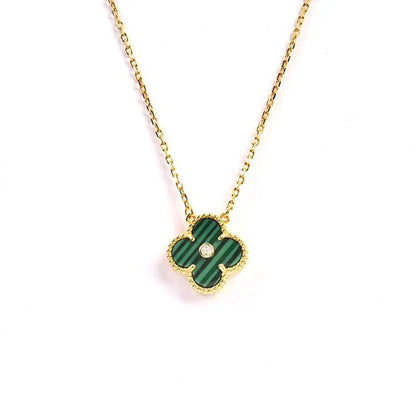 [Polaidi Jewelry]CLOVER 15MM DIAMOND TURQUOISE NECKLACE