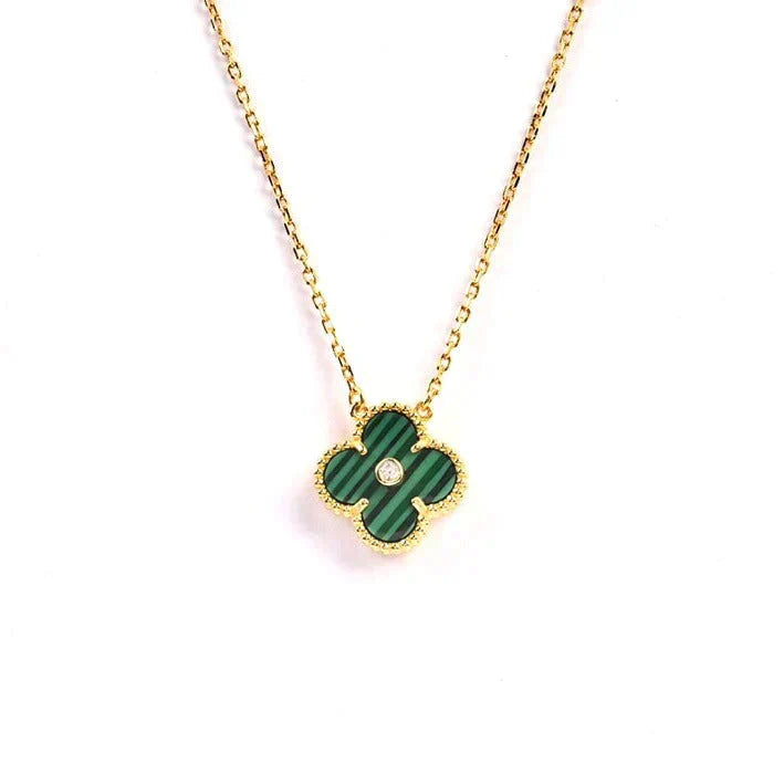 [：Polaidi Jewelry]CLOVER 15MM DIAMOND TURQUOISE NECKLACE