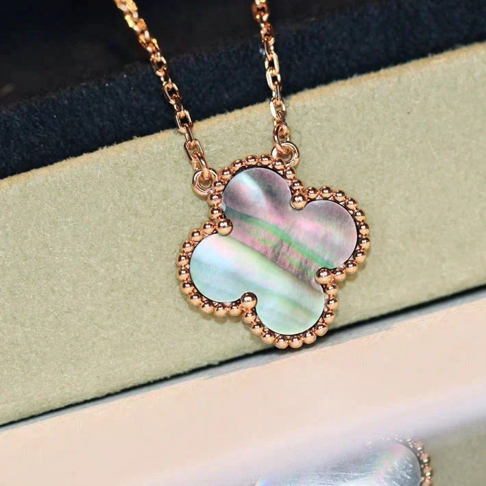 [Polaidi Jewelry]CLOVER 15MM  GRAY MOTHER OF PEARL NECKLACE