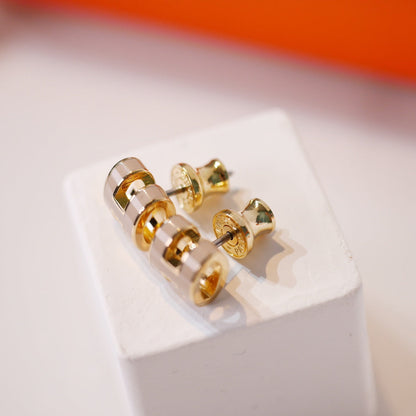 [Polaidi Jewelry]MINI POP H GOLD EARRINGS GREY