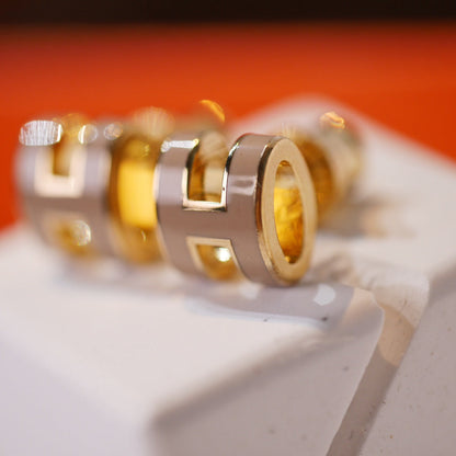 [Polaidi Jewelry]MINI POP H GOLD EARRINGS GREY