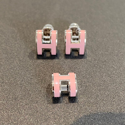 [Polaidi Jewelry]MINI POP H SILVER EARRINGS PINK