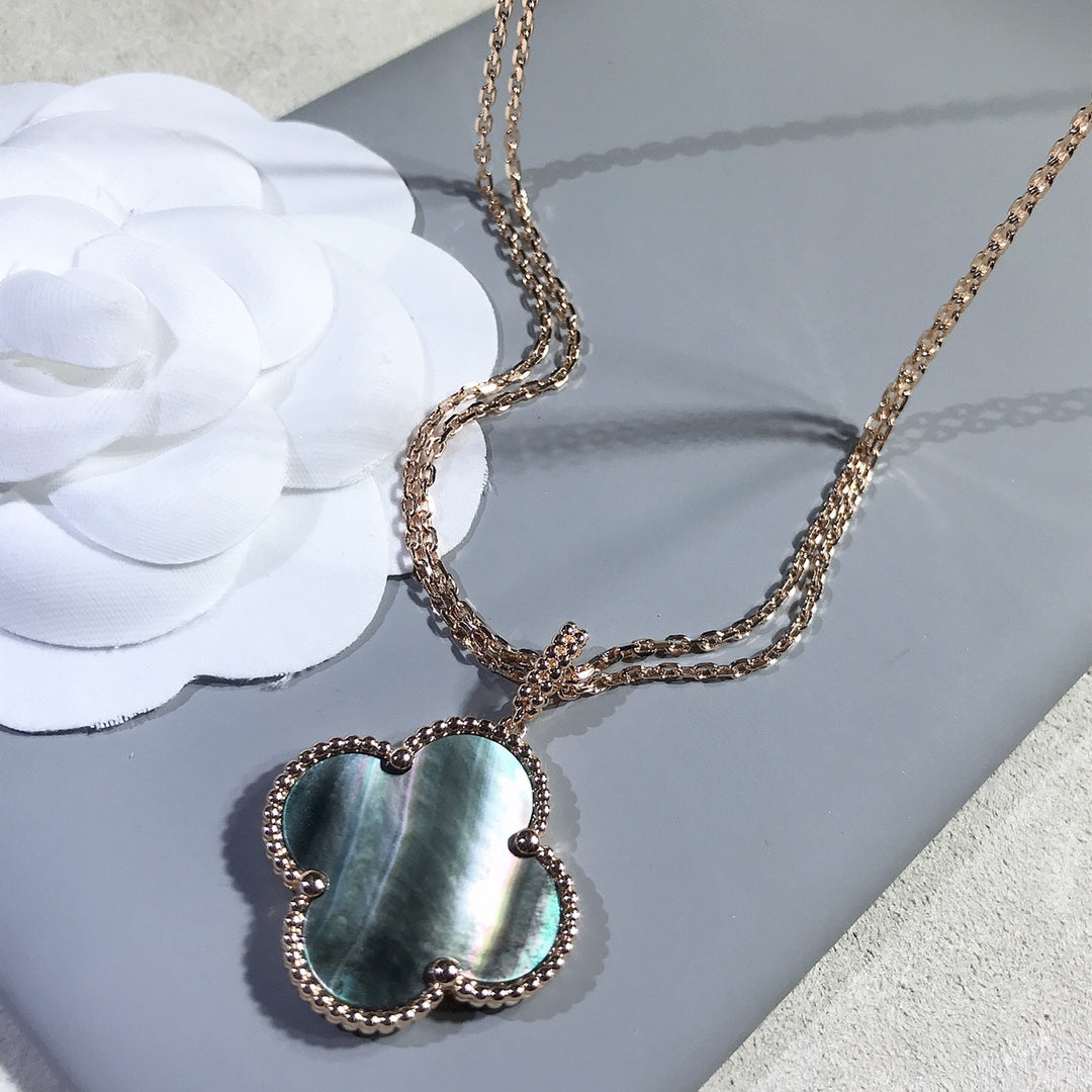 [：Polaidi Jewelry]CLOVER 25MM GOLD DARK MOP BIG CLOVER NECKLACE