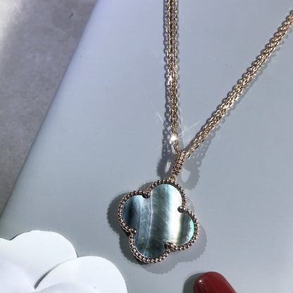 [Polaidi Jewelry]CLOVER 25MM GOLD DARK MOP BIG CLOVER NECKLACE