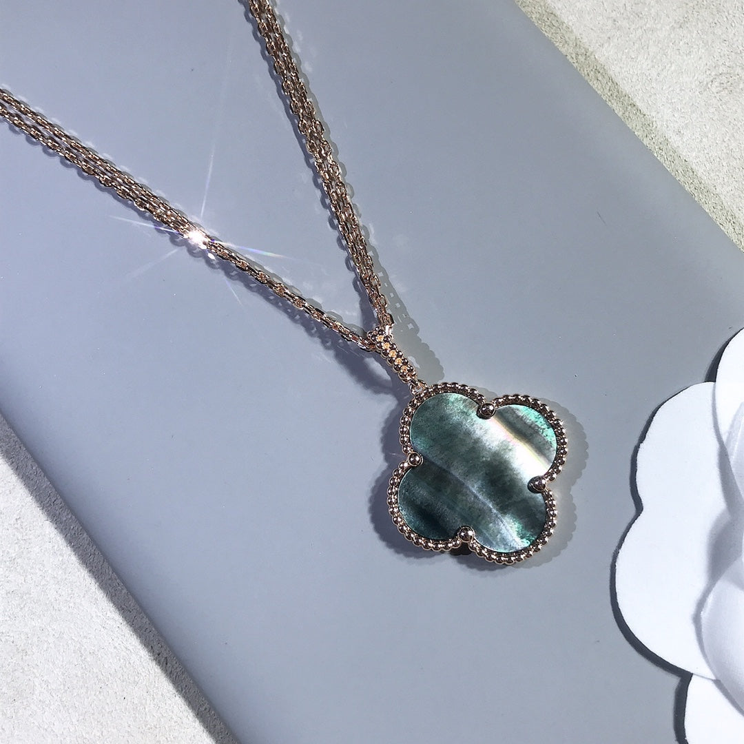 [：Polaidi Jewelry]CLOVER 25MM GOLD DARK MOP BIG CLOVER NECKLACE