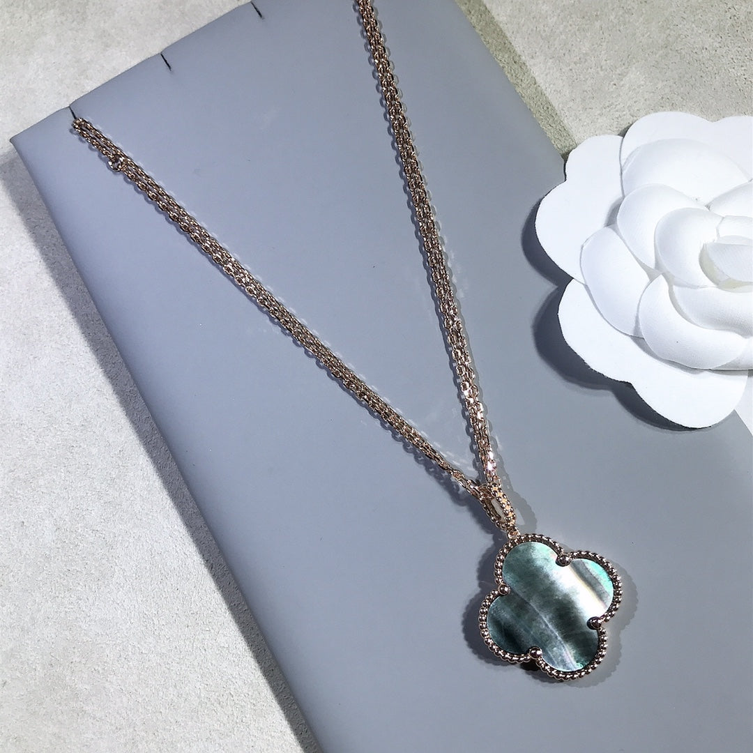 [Polaidi Jewelry]CLOVER 25MM GOLD DARK MOP BIG CLOVER NECKLACE