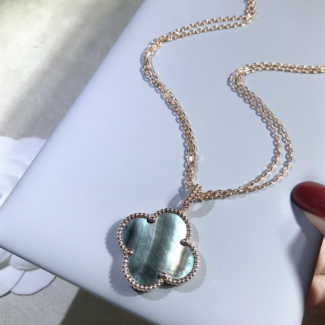 [Polaidi Jewelry]CLOVER 25MM GOLD DARK MOP BIG CLOVER NECKLACE