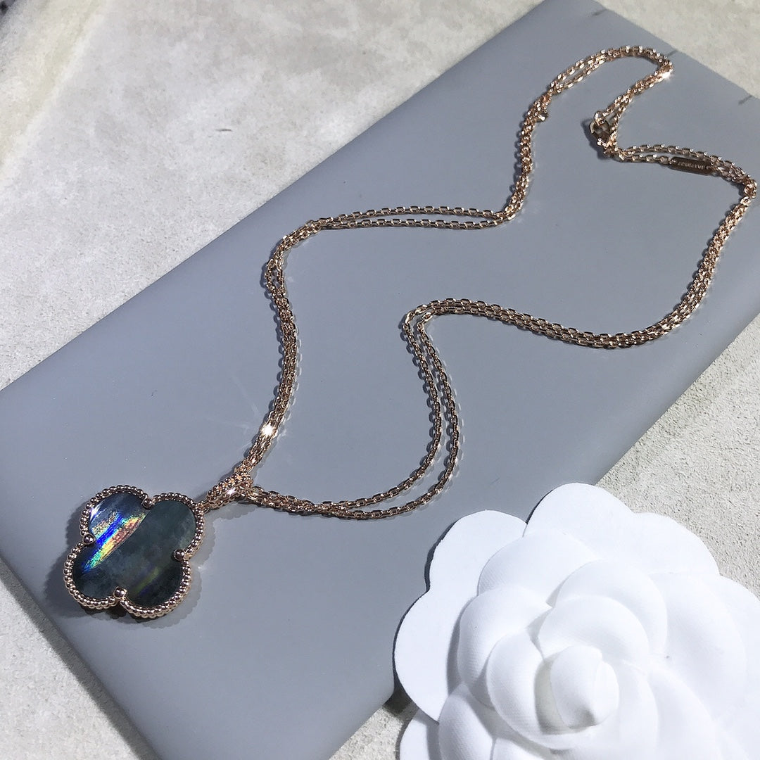 [：Polaidi Jewelry]CLOVER 25MM GOLD DARK MOP BIG CLOVER NECKLACE