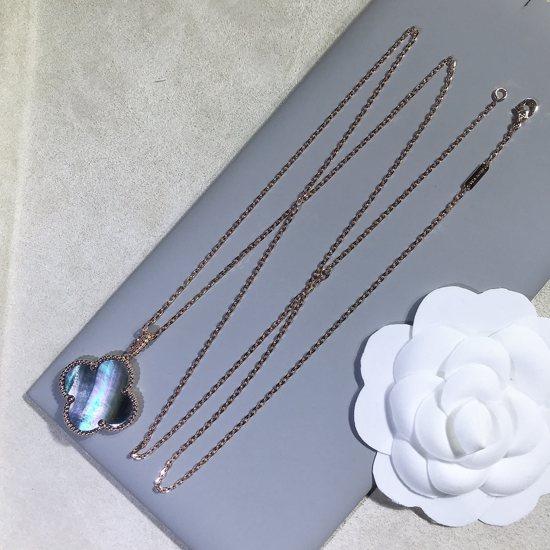 [Polaidi Jewelry]CLOVER 25MM GOLD DARK MOP BIG CLOVER NECKLACE