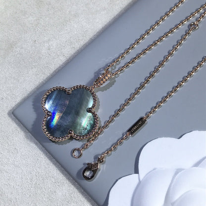 [Polaidi Jewelry]CLOVER 25MM GOLD DARK MOP BIG CLOVER NECKLACE