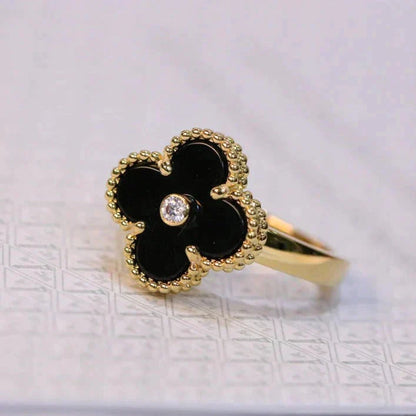[Polaidi Jewelry]CLOVER ONYX RING GOLD DIAMOND
