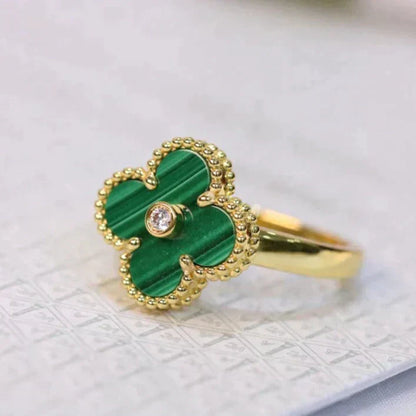 [Polaidi Jewelry]CLOVER MALACHITE RING GOLD DIAMOND