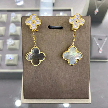 [：Polaidi Jewelry]CLOVER  2 MOTIFS  DIAMOND  EARRINGS (MULTIPLE CHOICESç´