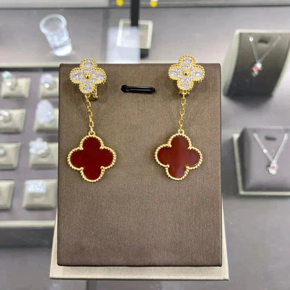 [：Polaidi Jewelry]CLOVER  2 MOTIFS  DIAMOND  EARRINGS (MULTIPLE CHOICESç´