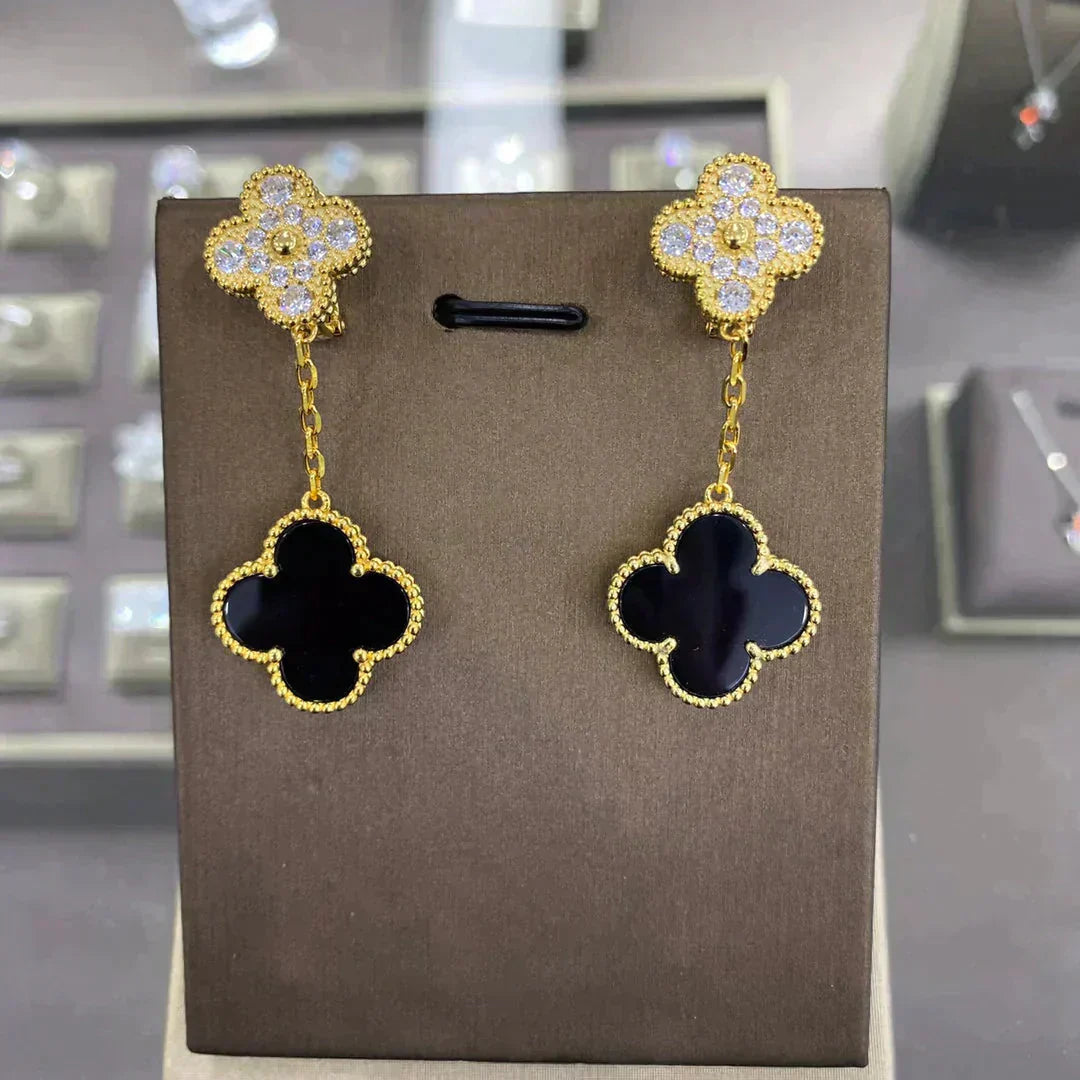 [：Polaidi Jewelry]CLOVER  2 MOTIFS  DIAMOND  EARRINGS (MULTIPLE CHOICESç´
